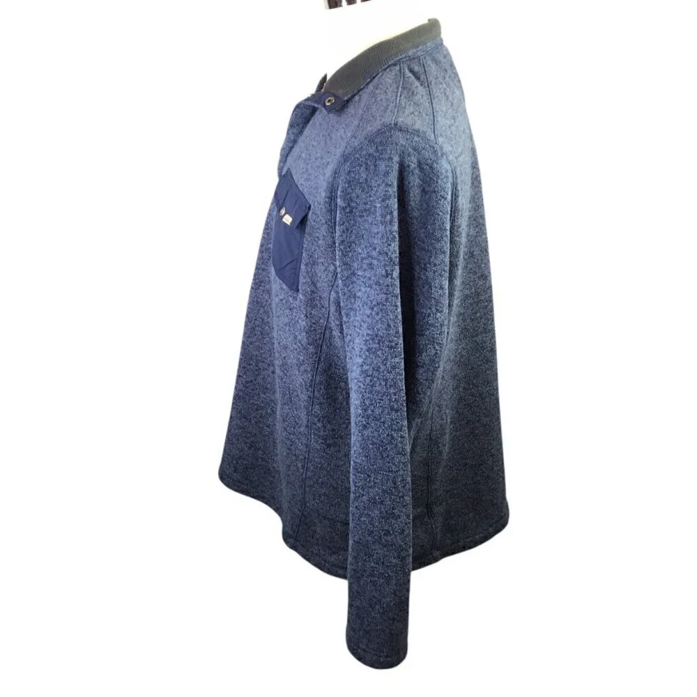 Woolrich 1/4 Snap Sweater Blue Men's Large Pullover Fleece Line Knit Pocket Mock